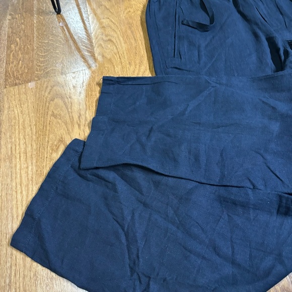 NWT women’s Black 100% linen drawstring pants wide leg. Sz M sustainable - Picture 6 of 11